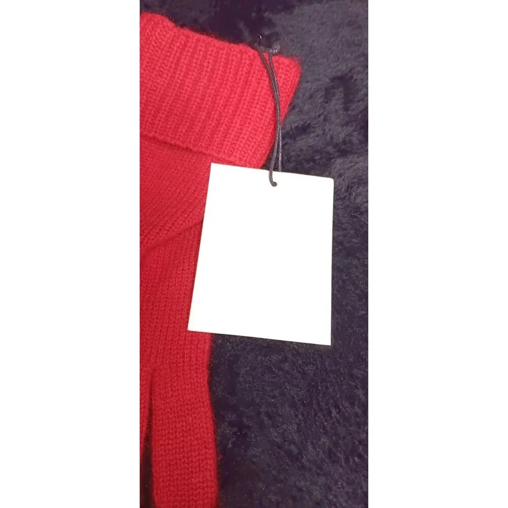 NWT! Italic 100% Pure Cashmere Knit Gloves Red Touchscreen Tech Texting One Size